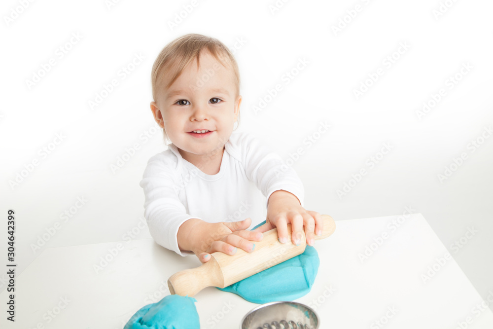 Toddler playing with play doh or play dough Toddler playing with play doh or play dough