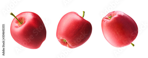 Different angle of red apple isolated on white background