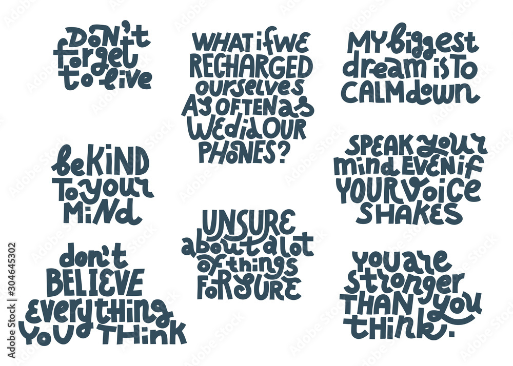 Obraz premium Set of anxiety quotes