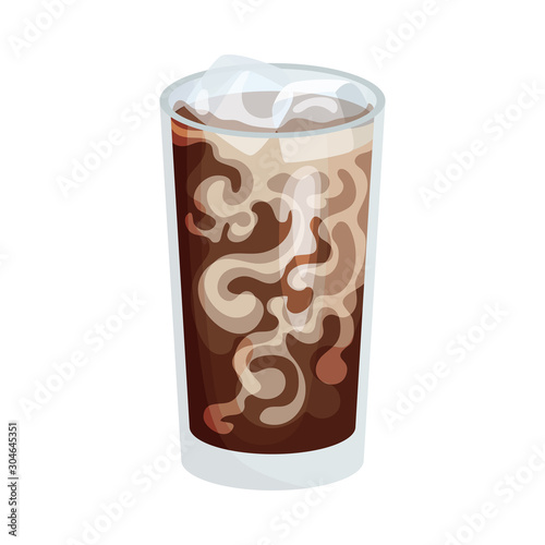 Full Glass of Coffee with Dairy Cream Vector Object