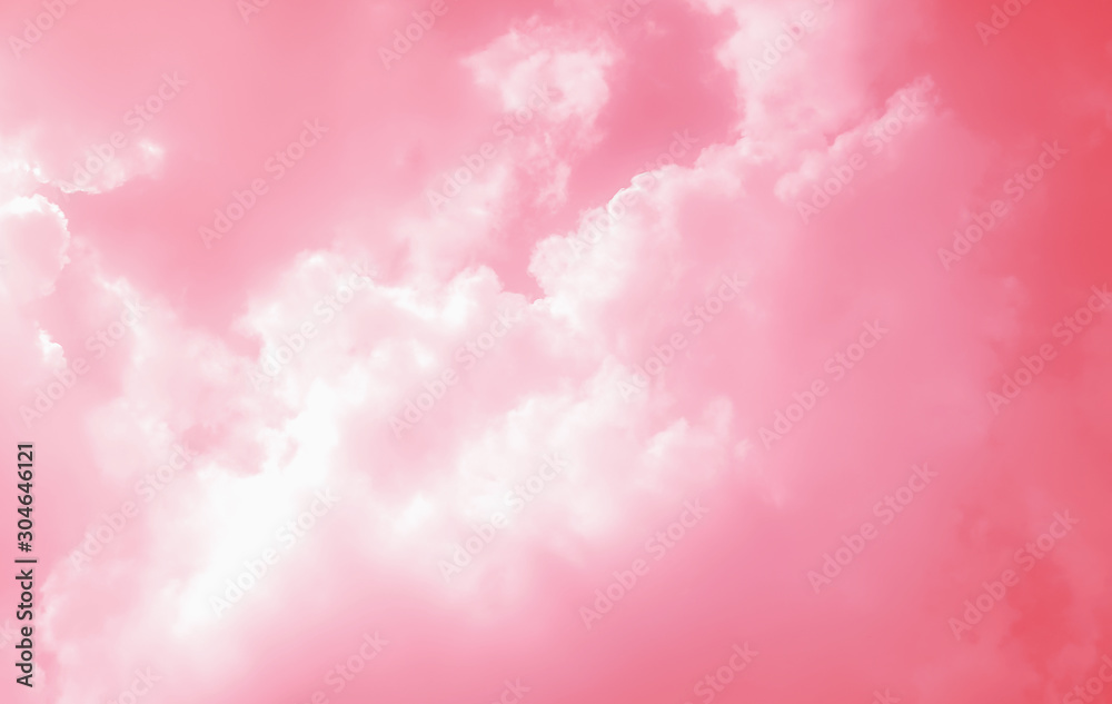 Pink sky with beautiful natural white clouds Pink sky with beautiful natural white clouds
