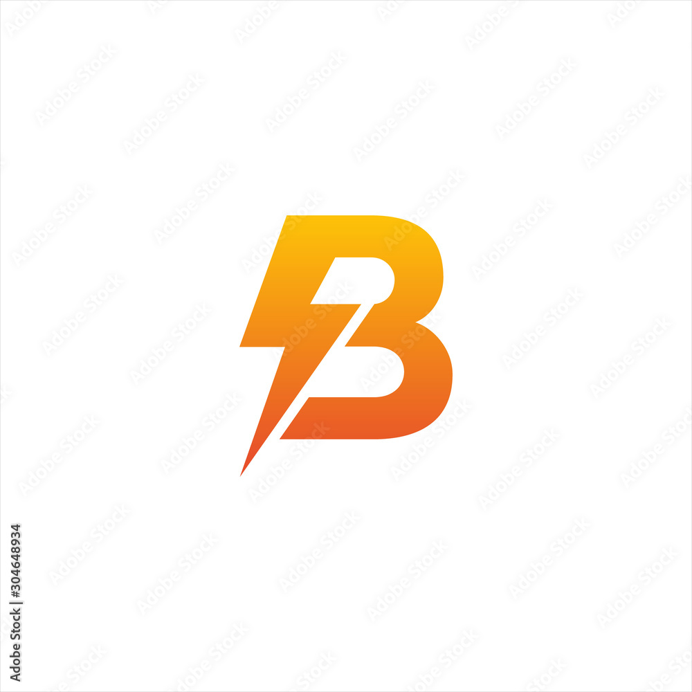 Initial B Letter with Lightning Bolt Logo Vector Design Stock Vector |  Adobe Stock