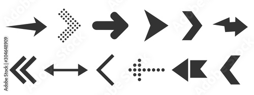Black arrow icons for web design isolated on white.