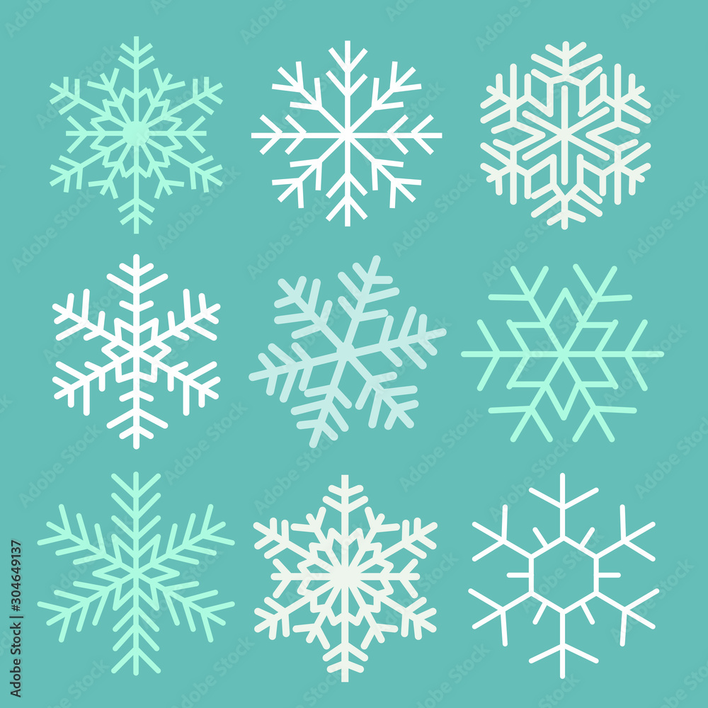 set of snowflakes set of snowflakes
