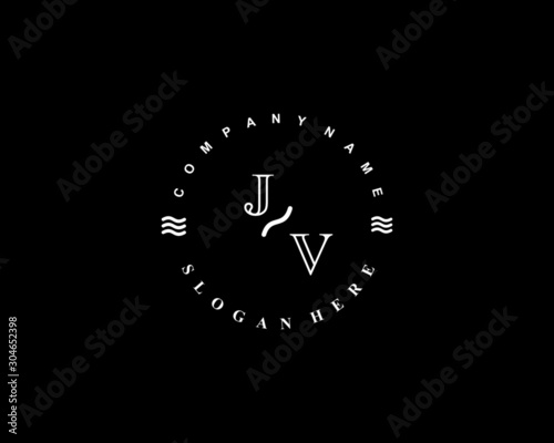 Initial JV vintage logo template	