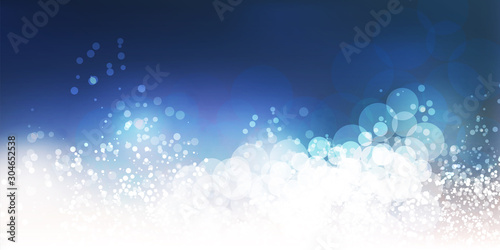 White and Cold Blue Header, Card, Poster Background for Christmas, New Year, Winter Holiday Designs