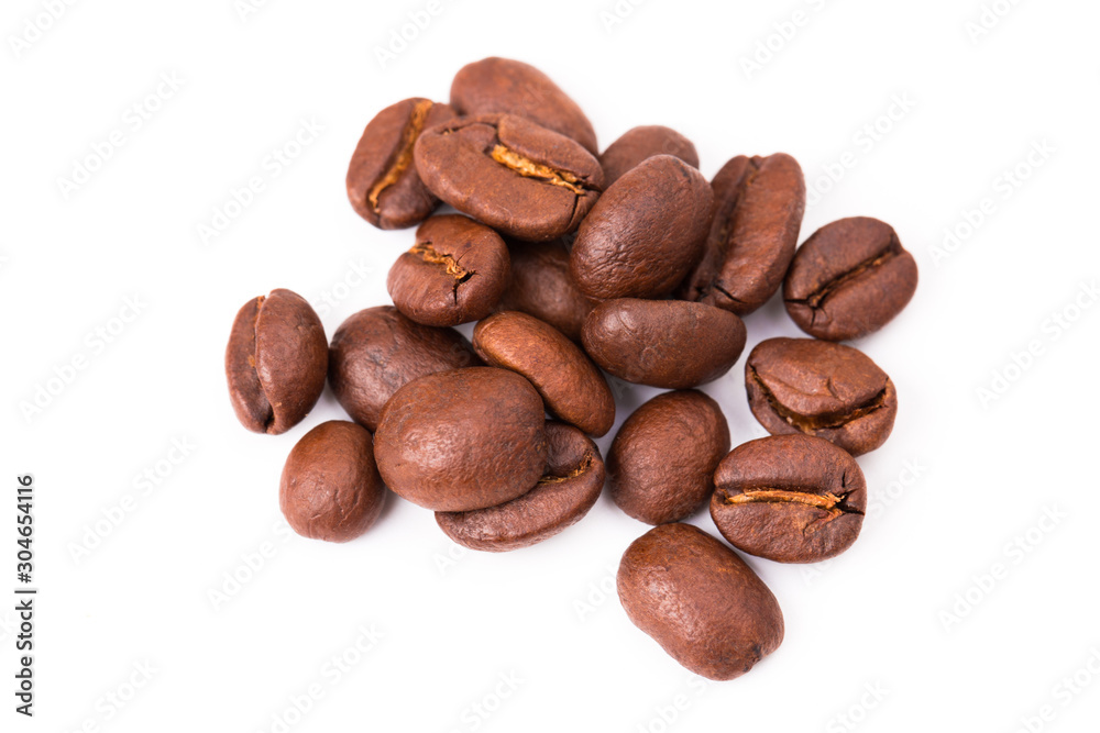 Coffee beans isolated on a white background area for copy space. Coffee beans isolated on a white background area for copy space.