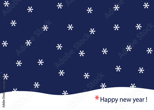 Carte de vœux 2020 avec une illustration sobre et conceptuelle, montrant des flocons de neige en forme d’astérisque, qui tombent et renvoient à un message de bonne année.