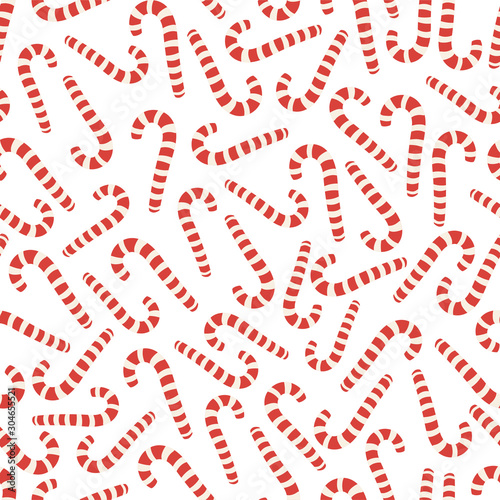 Sweet candy canes on cute Christmass pattern