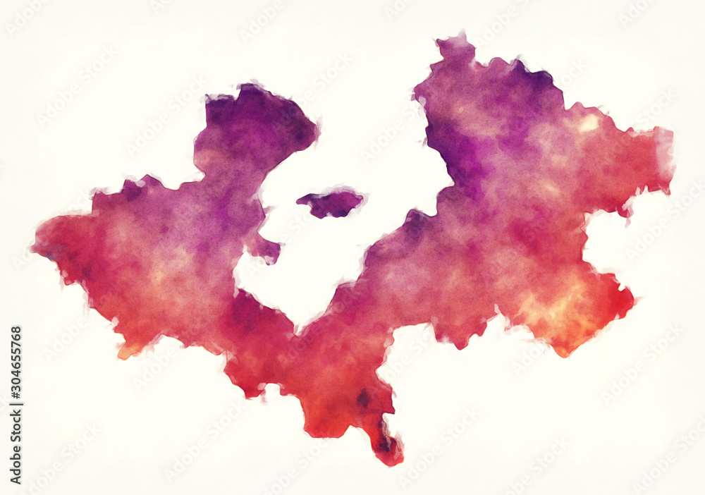Obraz premium Zagreb county watercolor map of Croatia