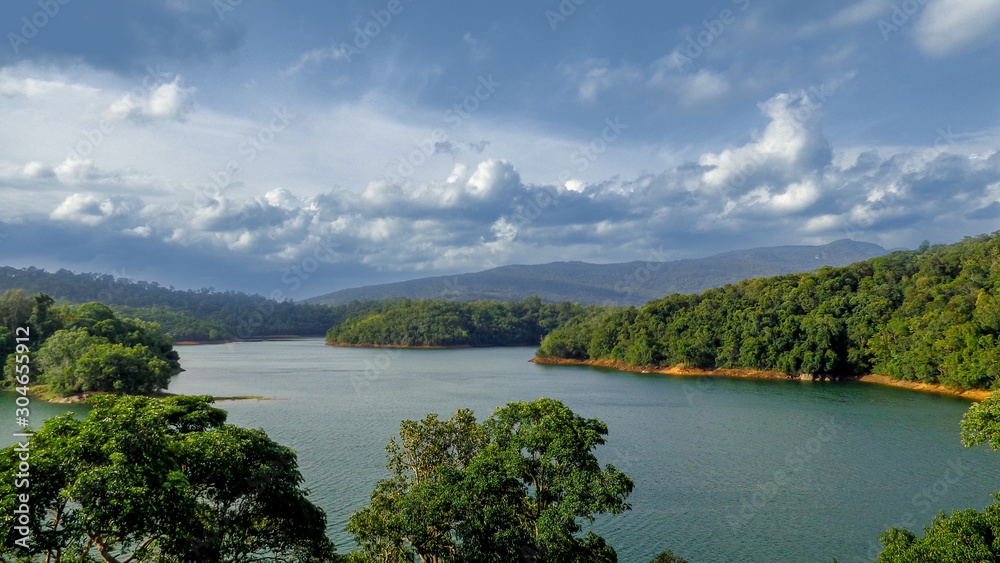 Evergreen forests enclosing a beautiful Lake