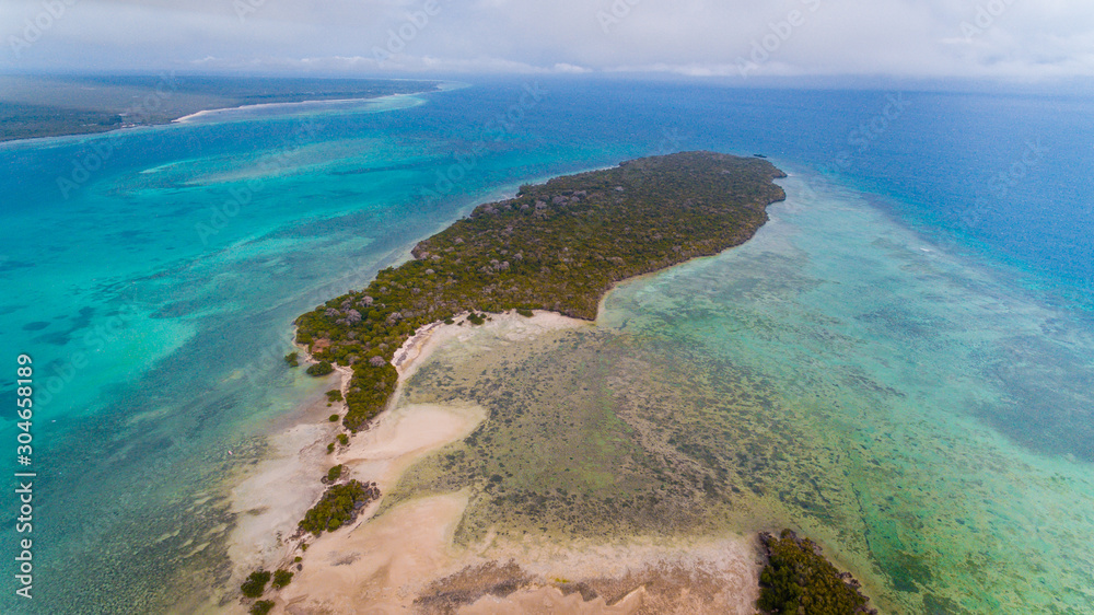 aerial view of the vundwe island in Zanzibar