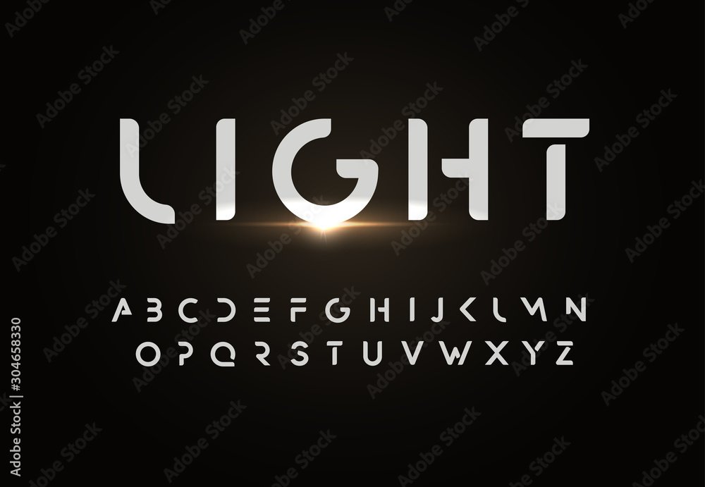 Modern vector font design in simple style. Minimal futuristic typeset. Monochrome typeface with light effect. Contemporary trendy monocolor alphabet. White minimalistic uppercase letters set. Modern vector font design in simple style. Minimal futuristic typeset. Monochrome typeface with light effect. Contemporary trendy monocolor alphabet. White minimalistic uppercase letters set.