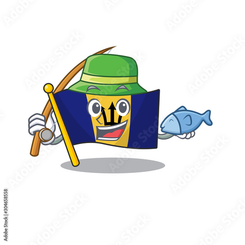 Vector illustration of flag barbados in a Fishing design