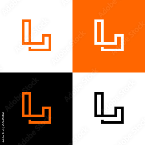 Initial letter L logo design template elements, abstract linear style vector illustration