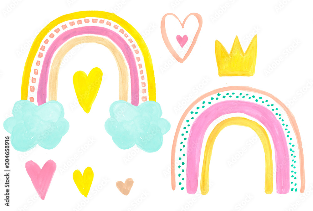 Painted Colorful Rainbows and Hearts Painted Colorful Rainbows and Hearts