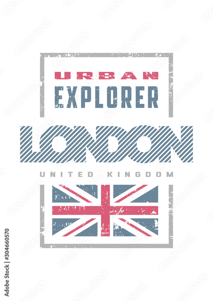 Fototapeta premium London, grange style, t-shirt print design. Vector illustration.