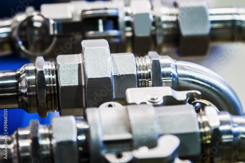 fittings and valve, pipes and adapters. Plumbing fixtures and piping parts