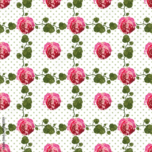 Colorful flower and dots seamless pattern print background design