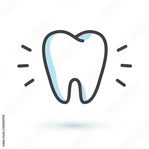 Flat tooth icon. Dental treatment symbol. Dentist logotype template photo