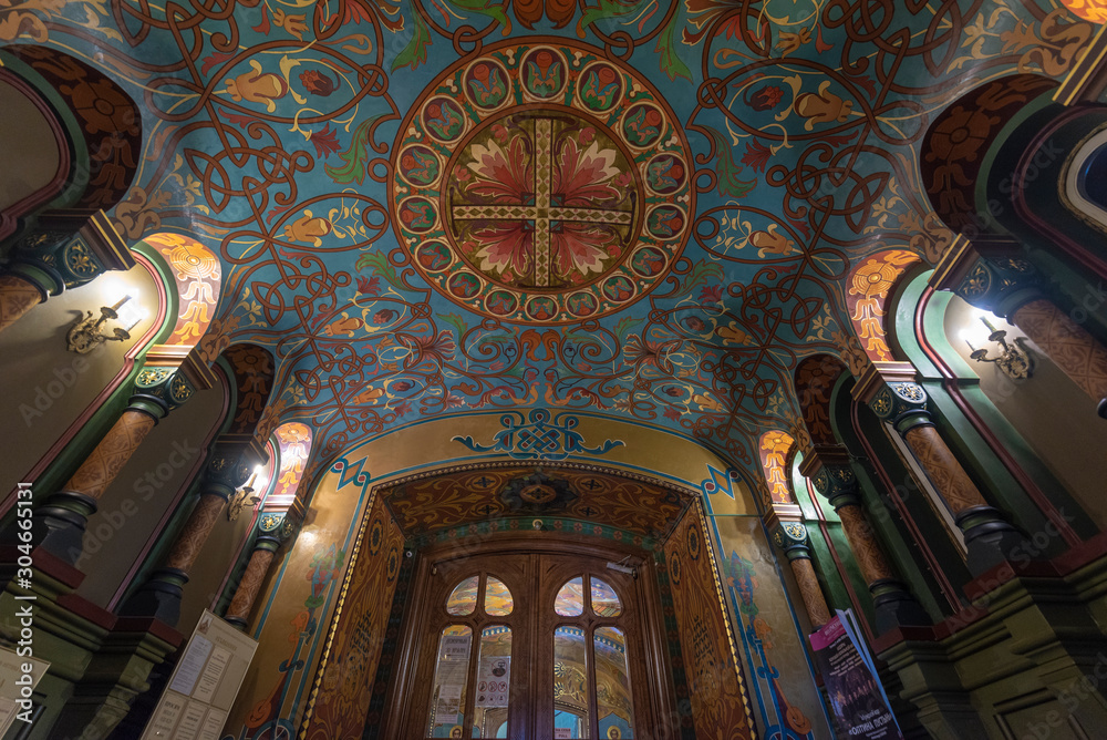 Fototapeta premium Saint Petersburg, Russia - Inside interior of The orthodox Church of the Dormition of the Mother of God or Church of the Assumption of the Blessed Virgin Mary