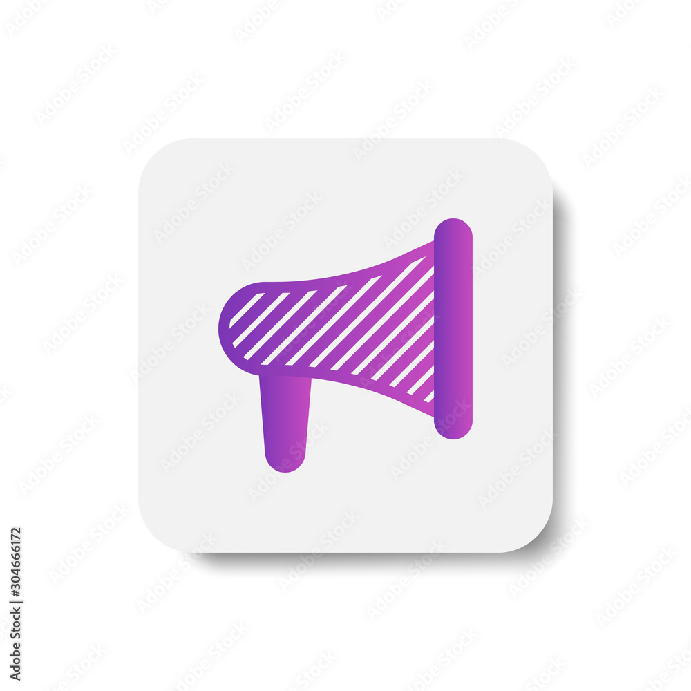 Fototapeta premium megaphone icon in solid/glyph with stripes style in purple smooth gradient color