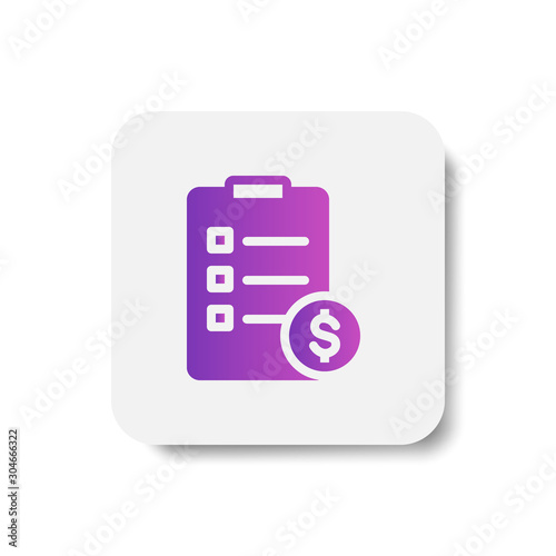 expenditure shopping list icon in solid/glyph with stripes style in purple smooth gradient color