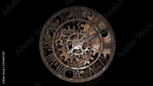 Time laps of an old watch. The hands of the clock spin quickly. Indicate the time 12:00.