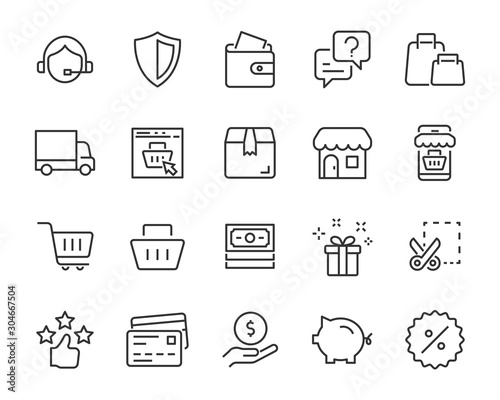 set of shopping online icons, ecommerce, online store