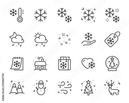 set of winter icons  snowflake  cold  weather  season