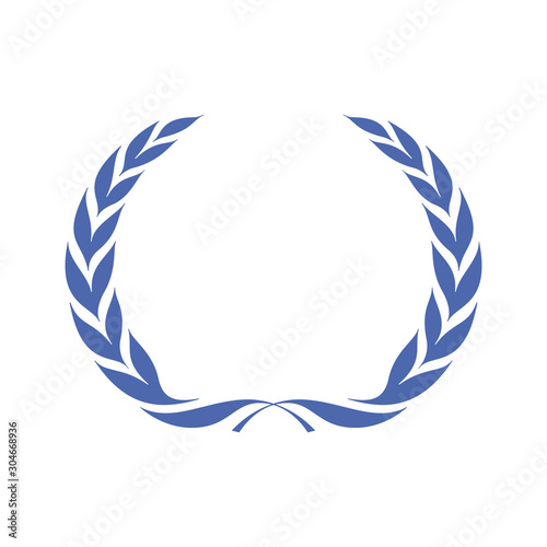 Laurel wreath icon. Emblem made of laurel branches. Laurel leaves symbol of high quality olive plants. Sign isolated on white background. Vector illustration