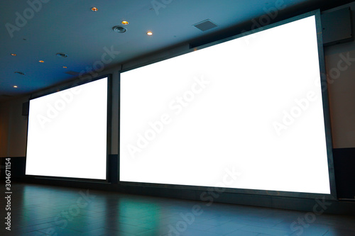 Blank billboard in modern building, billboard blank for outdoor advertising poster or blank billboard for advertisement