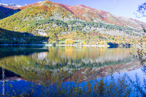 Reflections in Lake Scanno in Abruzzo in L'Aquila
