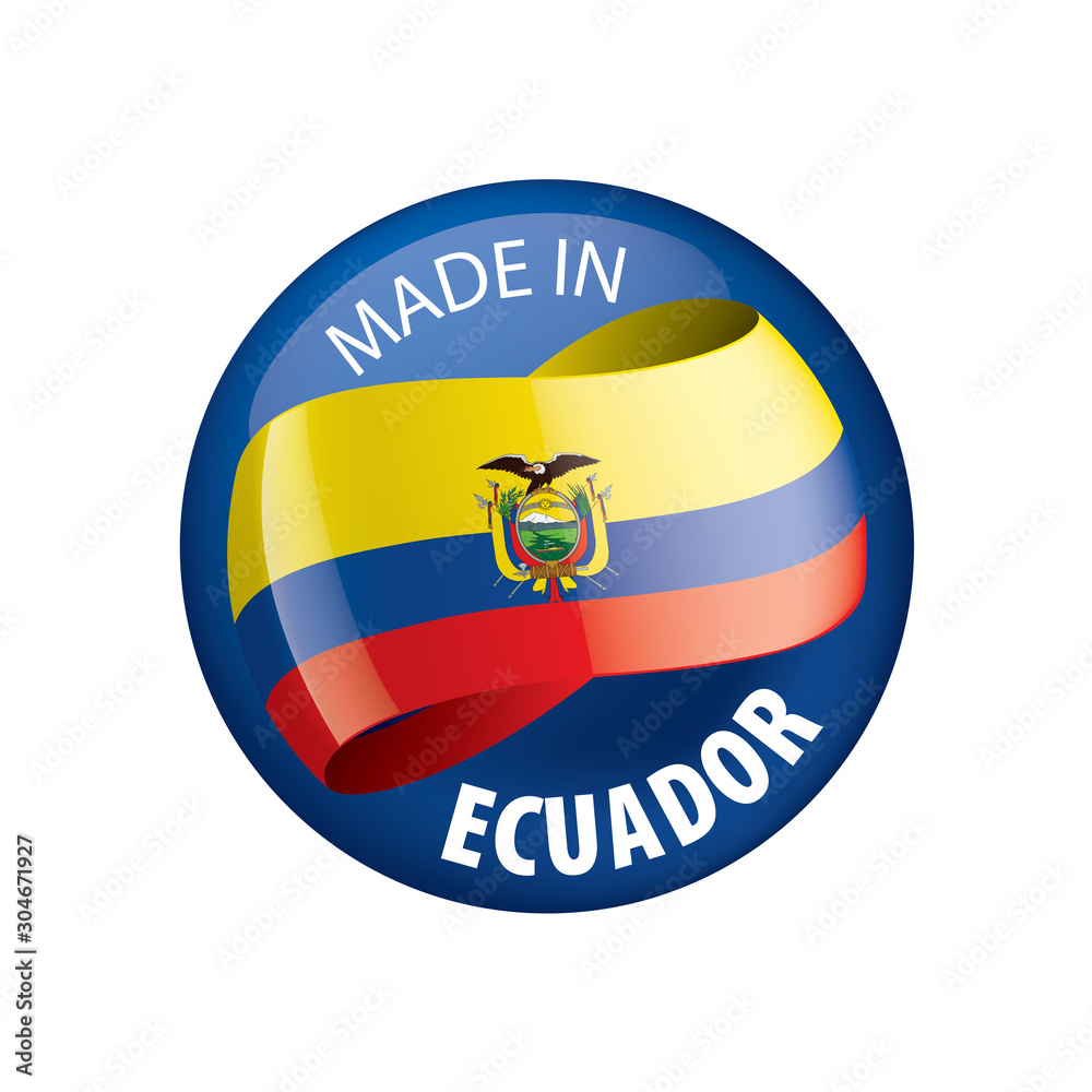 Obraz premium Ecuador flag, vector illustration on a white background