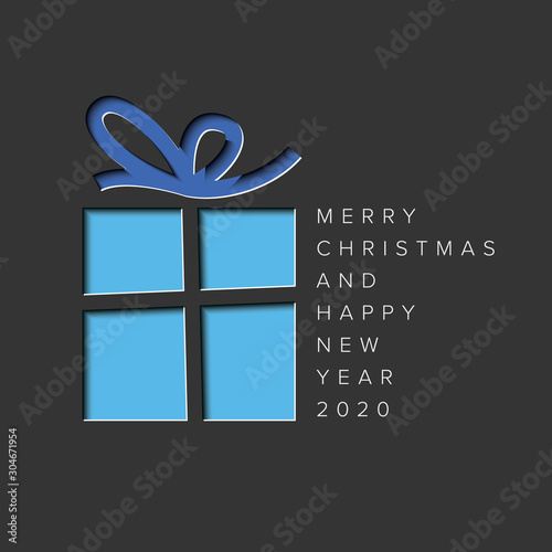 Minimalistic Christmas card with christmas present box