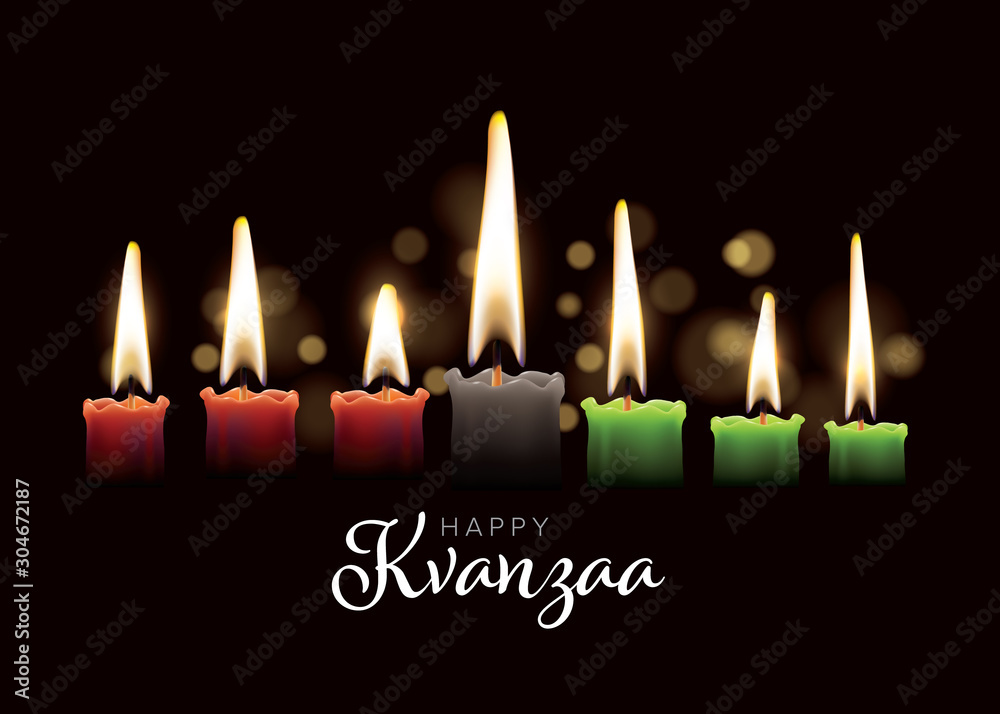 Happy kwanzaa card template with seven candles Stock Vector | Adobe Stock