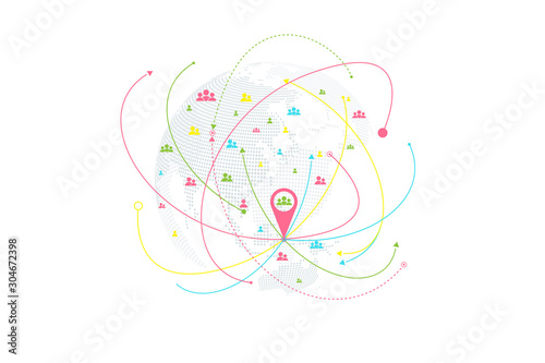 Global network connection concept. Social media abstract background internet communication. Big data network connection. SNS. Business presentation for your design and text. Vector illustration.