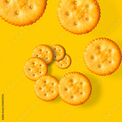 Salty biscuits crackers top view pattern 
