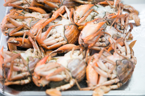 steamed crab on white background.