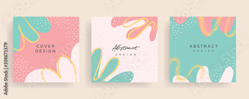 Social media stories and post creative Vector set. Background template with copy space for text and images design by abstract colored shapes,  line arts , Tropical leaves  warm color of the earth tone