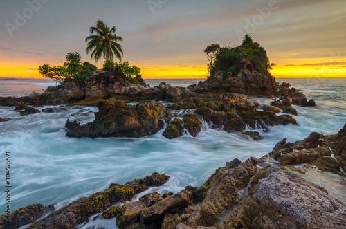 rock sunset on the beach