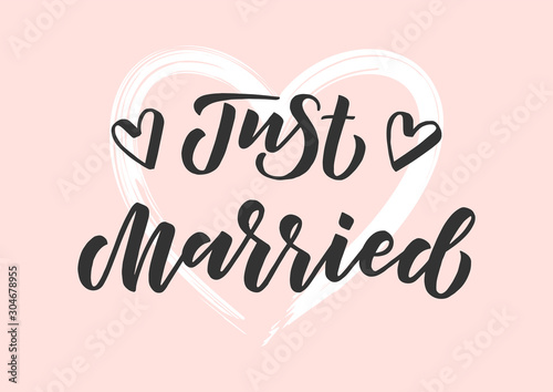 Just married hand drawn lettering