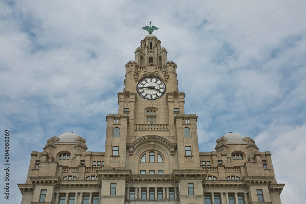 Liverpool's Historic Liver Building and Clocktower, Liverpool, England, United Kingdom