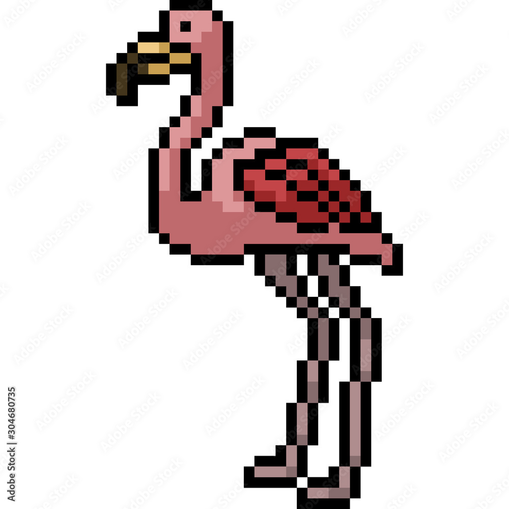 vector pixel art flamingo