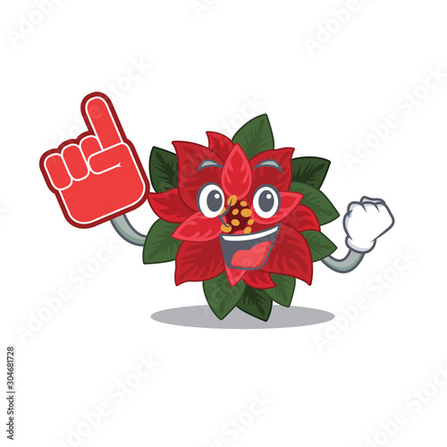Mascot flower poinsettia with in foam finger character