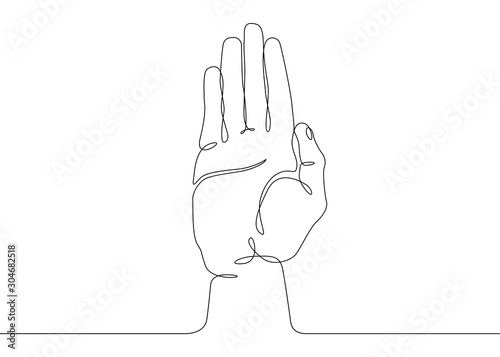 continuous line drawing Palm open gesture