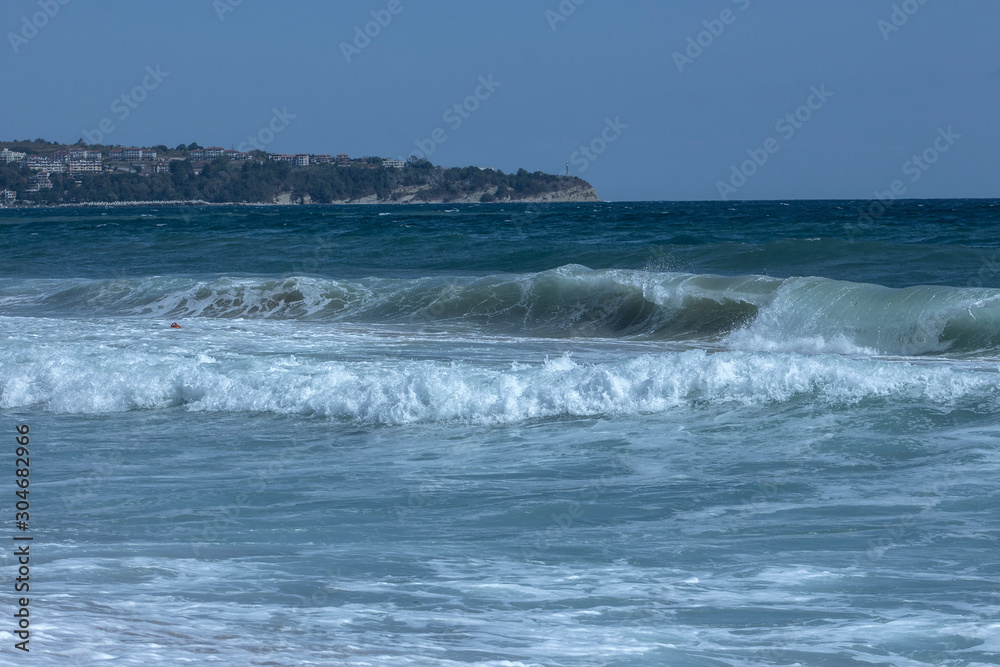 The beauty of the stormy Black Sea. View from the beach. Obzor resort, Bulgaria The beauty of the stormy Black Sea. View from the beach. Obzor resort, Bulgaria