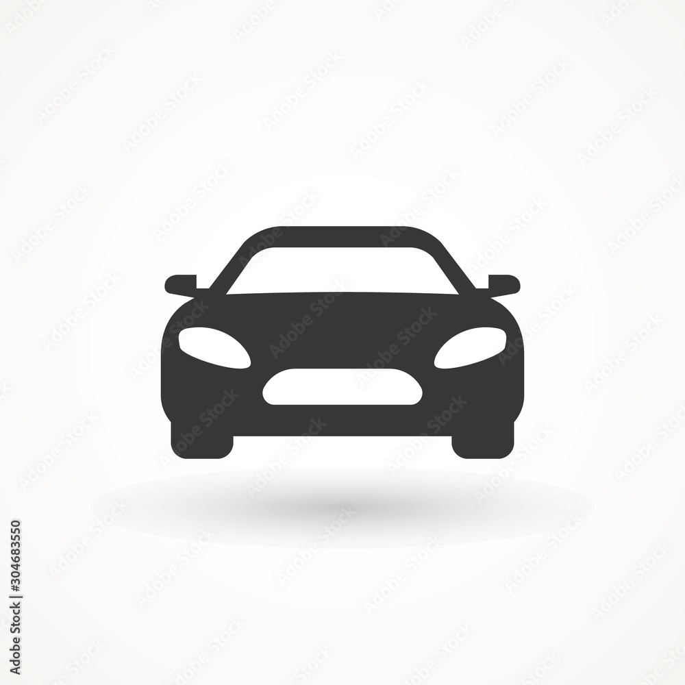 Car vector icon. Isolated simple view front logo illustration. Sign symbol. Auto style car logo design with concept sports vehicle icon silhouette Car vector icon. Isolated simple view front logo illustration. Sign symbol. Auto style car logo design with concept sports vehicle icon silhouette