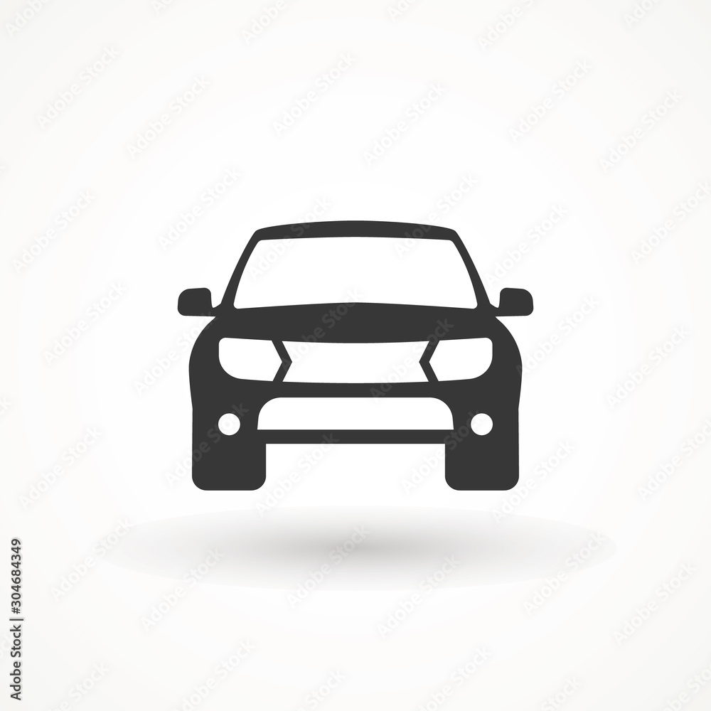 Obraz premium Car vector icon. Isolated simple view front logo illustration. Sign symbol. Auto style car logo design with concept sports vehicle icon silhouette