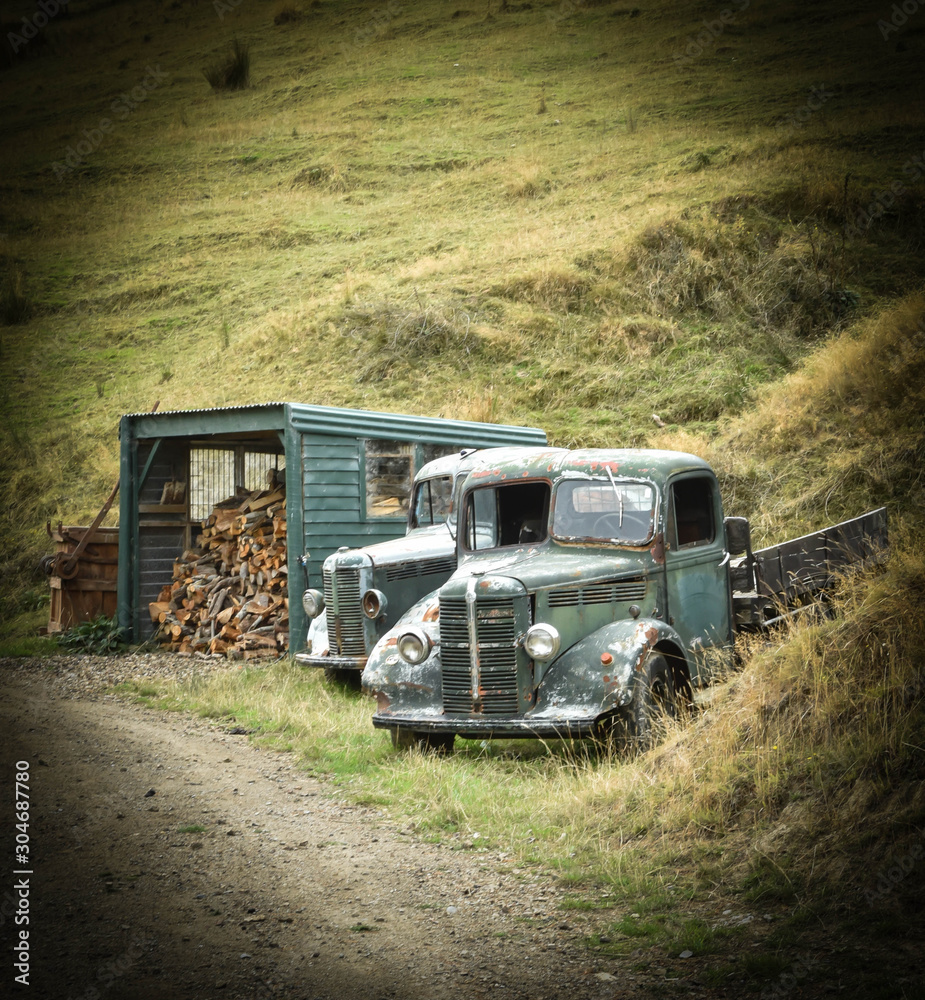 old truck on road